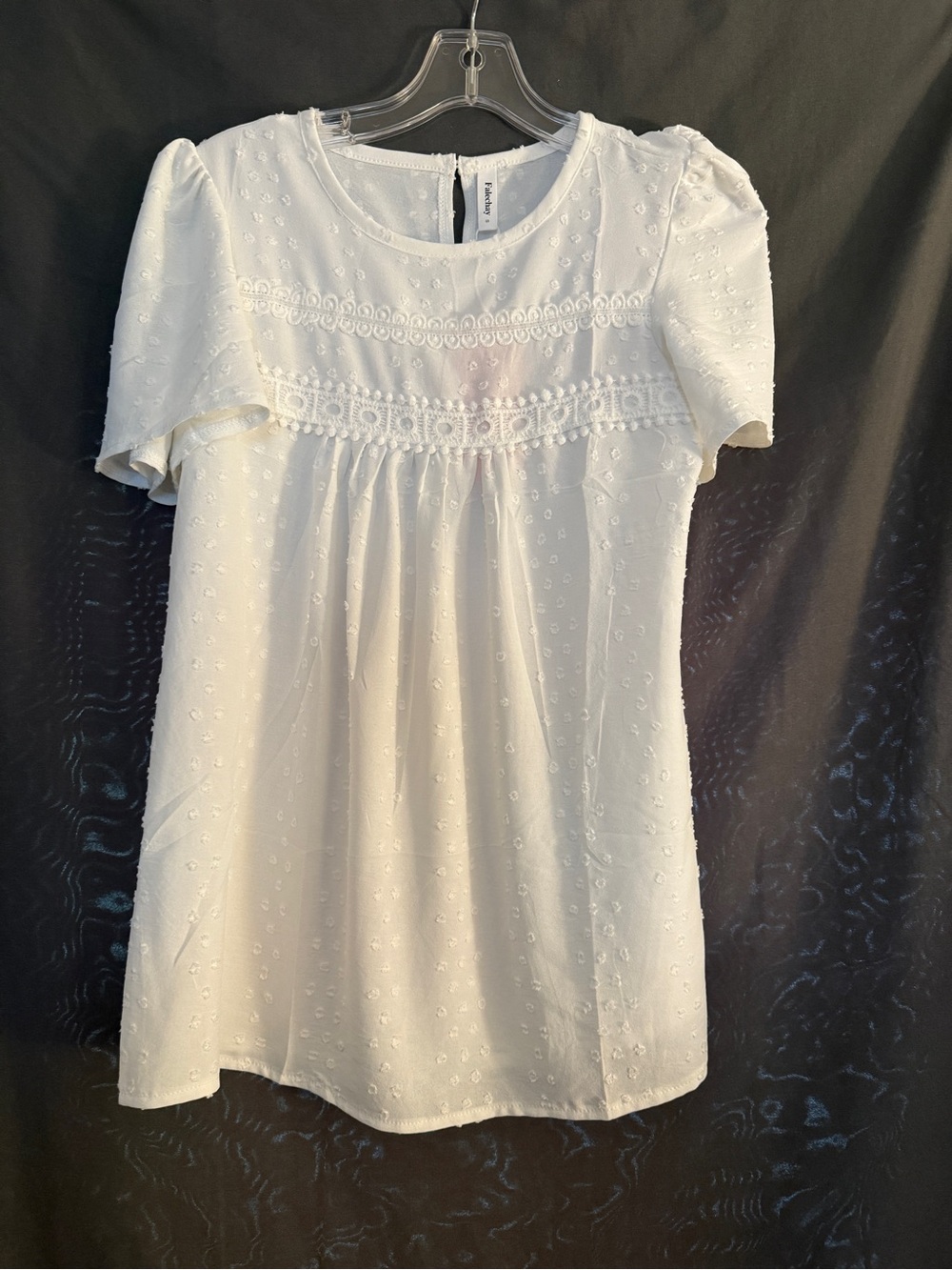 Falechay White Eyelet Lace Yoke Top